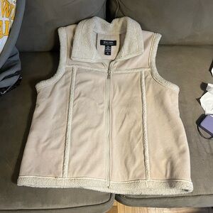 New York & Company Cream Fleece Vest